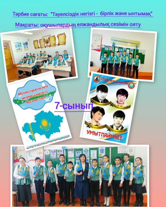 "Тәуелсіздік негізгі-бірлік және ынтымақ"тақырыбында тәрбие сағаты