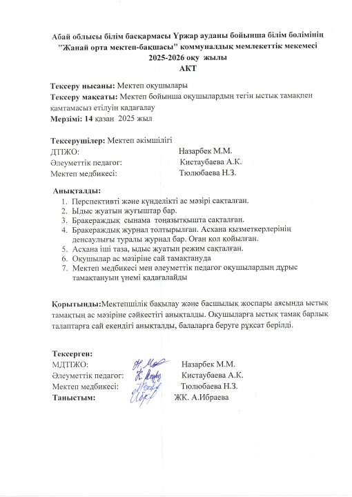 Ыстық тамақтың АКТ-сі